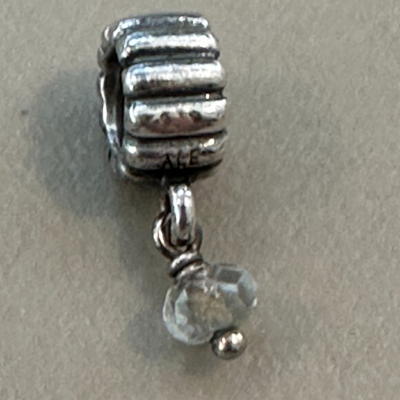 Authentic PANDORA SILVER Birthstone MARCH AQUAMARINE DANGLE CHARM - EUC - Picture 3 of 13